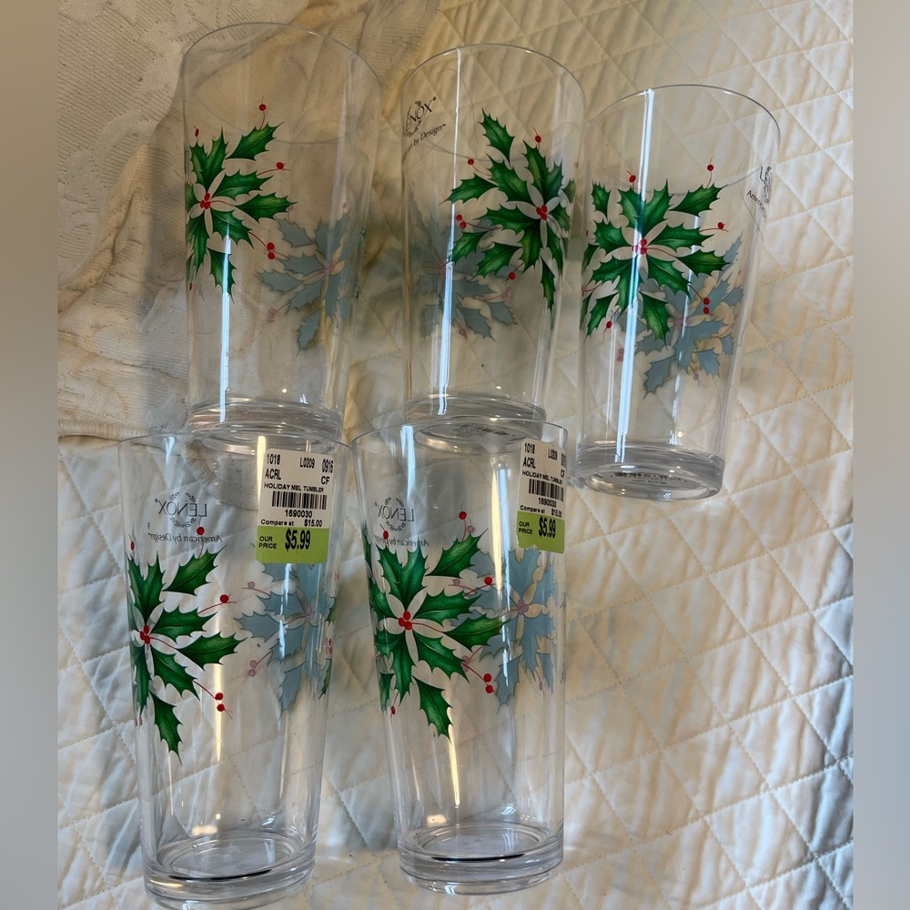 Lenox Acrylic Christmas Drinking Glasses Set